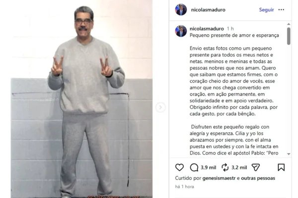 Perfil oficial divulga fotos de Maduro com uniforme em prisão nos EUA - destaque galeria